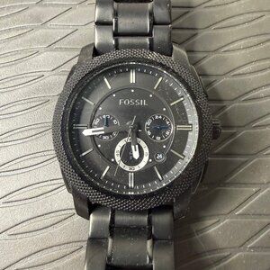 Fossil Machine Chronograph Black Stainless Steel Watch FS-4552